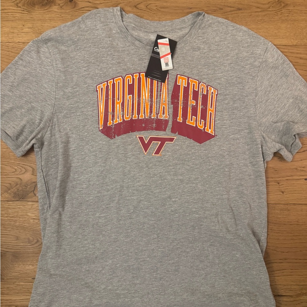 Virginia Tech Hokies Retro Style T-Shirt Gray NCAA College Tee Men’s 2XL NWT